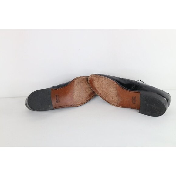 Vtg Johnston & Murphy Mens 11 E / C Leather Wingtips Oxford Dress Shoes Black